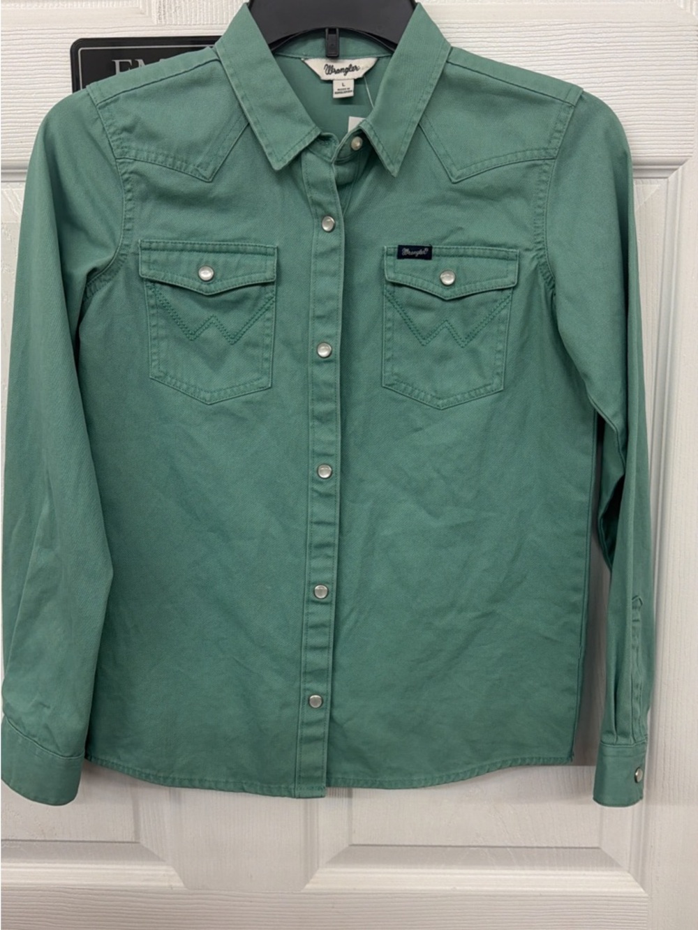Kids Wrangler Mint Green Western Snap Shirt size large